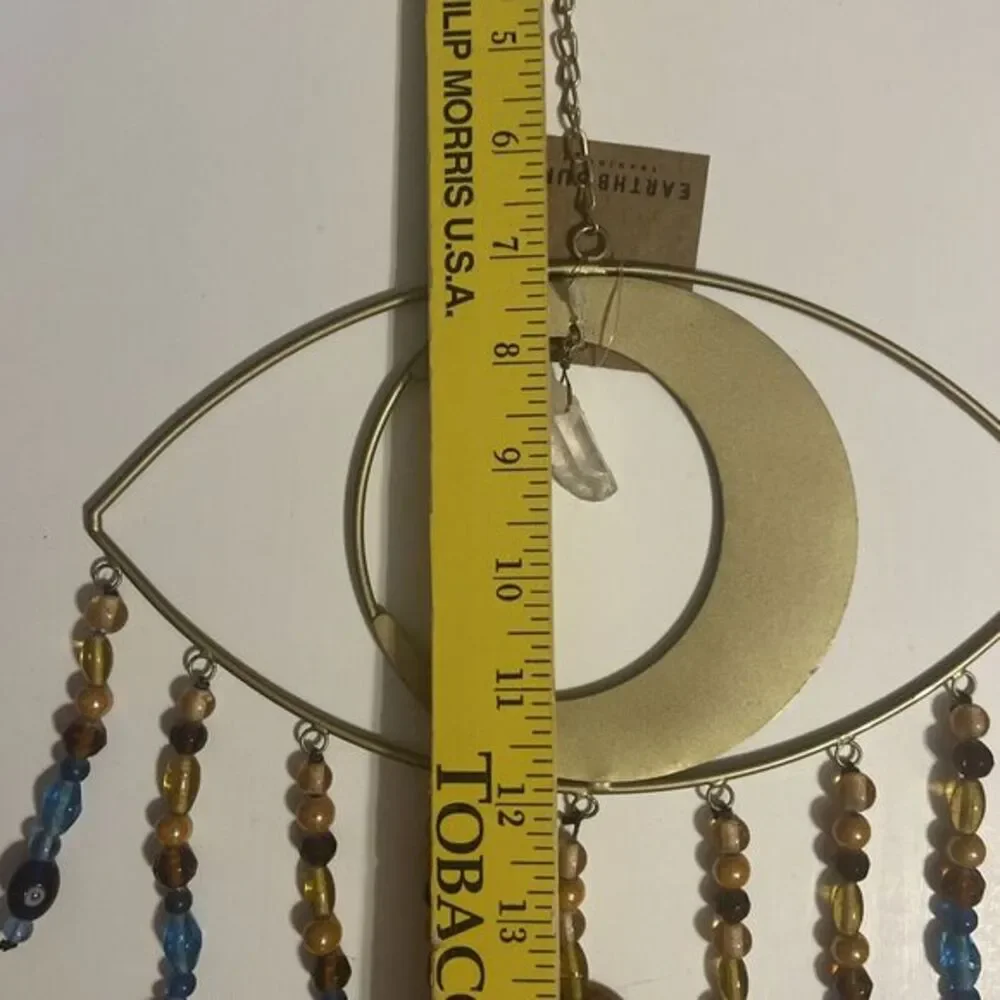Earthbound Metal Eye Wall‎ Hanger W Evil Eye Beads And Crystal Quartz